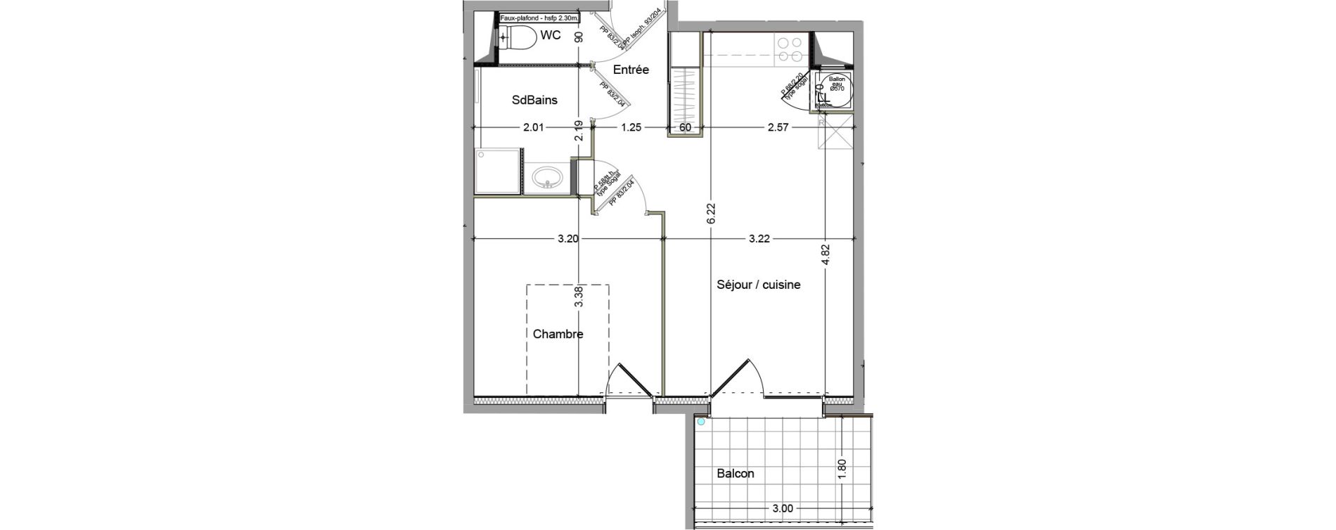 Appartement T2 de 39,54 m2 &agrave; Cluses Centre