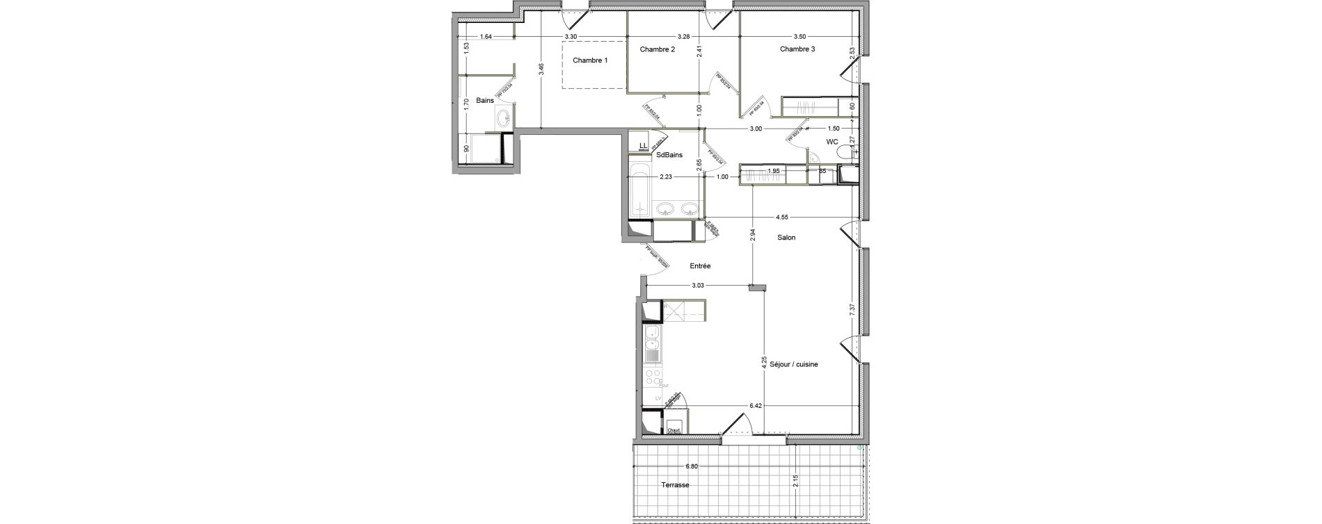 Appartement T4 de 97,45 m2 &agrave; Cluses Centre