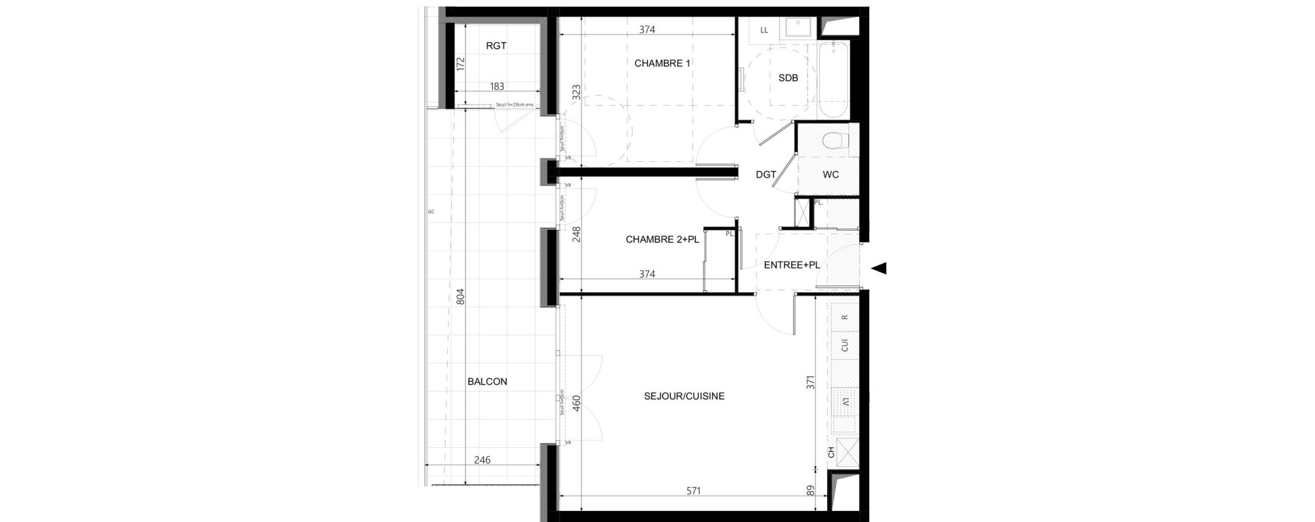 Appartement T3 de 63,69 m2 &agrave; Cluses Messy