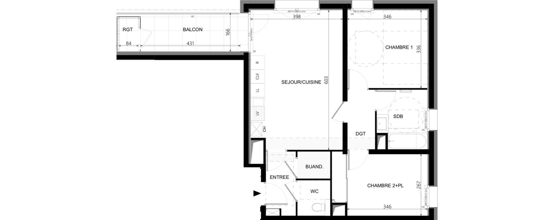 Appartement T3 de 61,48 m2 &agrave; Cluses Messy