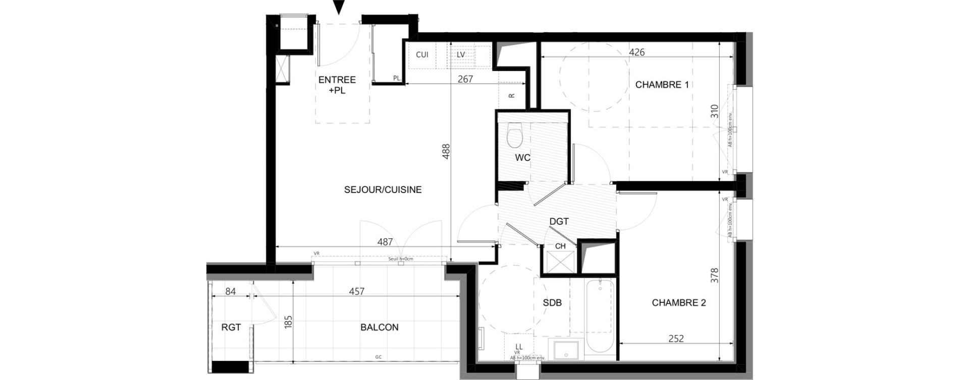 Appartement T3 de 58,36 m2 &agrave; Cluses Messy