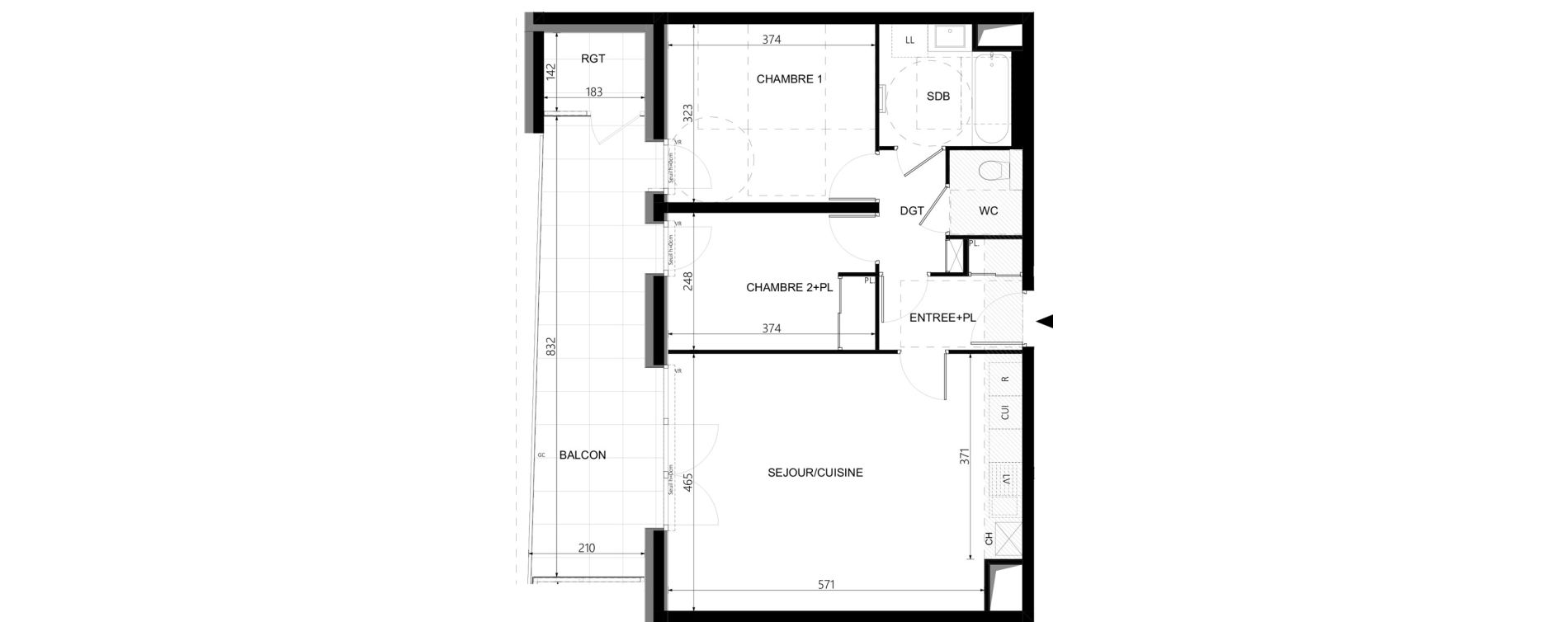 Appartement T3 de 63,97 m2 &agrave; Cluses Messy