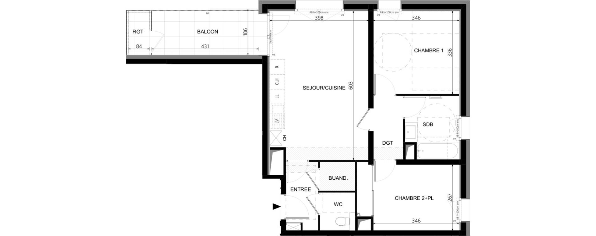 Appartement T3 de 61,48 m2 &agrave; Cluses Messy