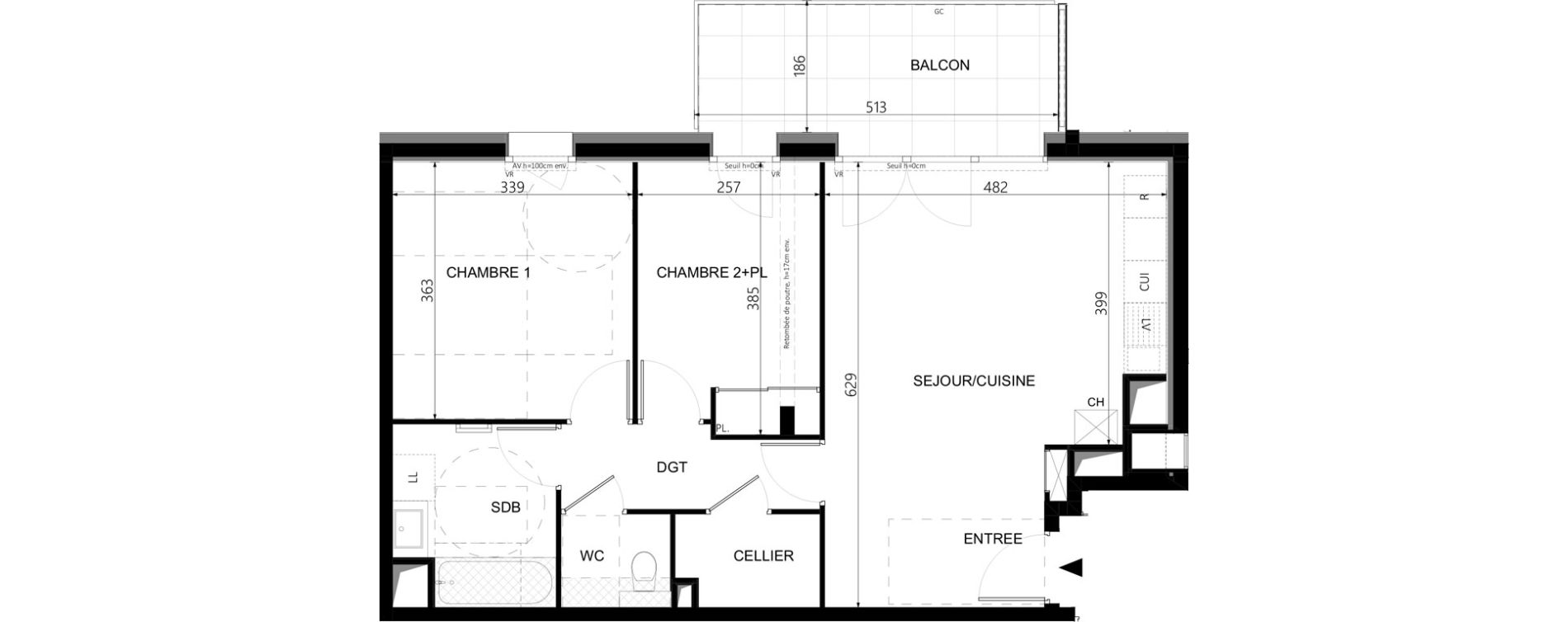 Appartement T3 de 61,61 m2 &agrave; Cluses Messy