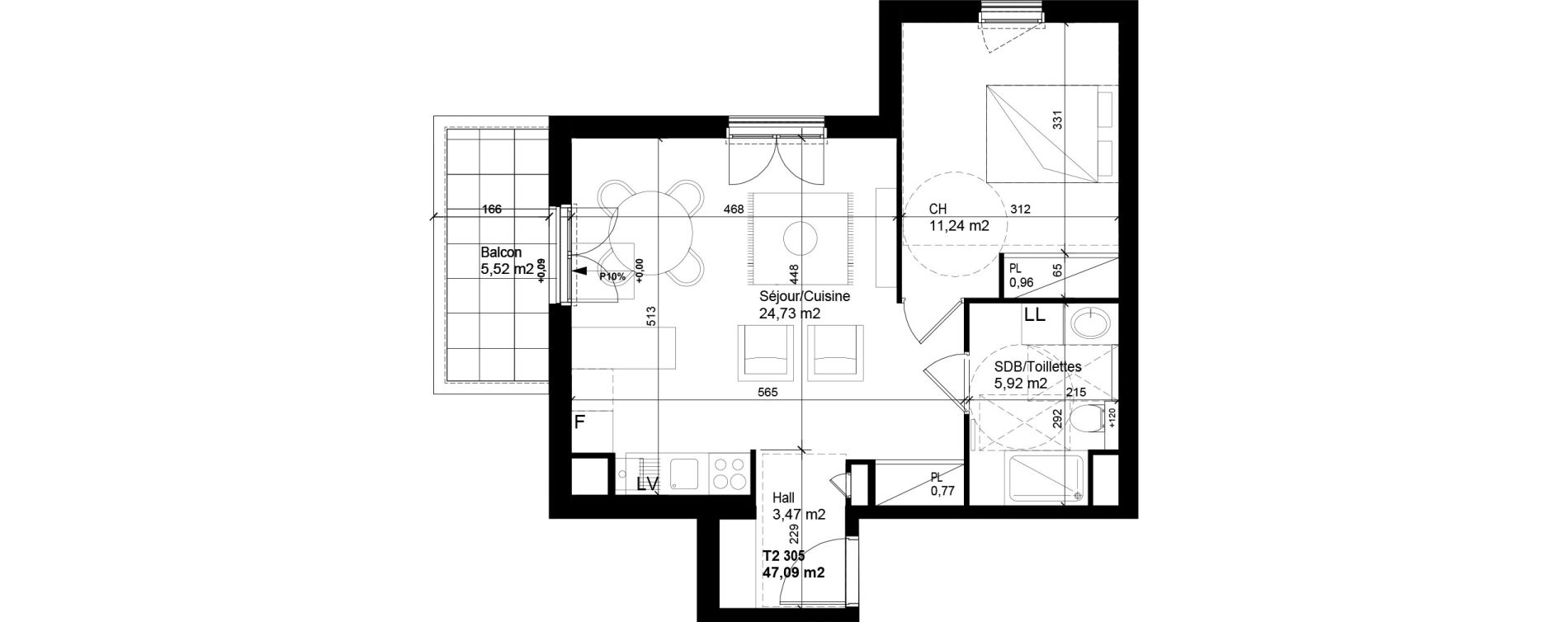 Appartement T2 de 47,09 m2 &agrave; Cluses Centre