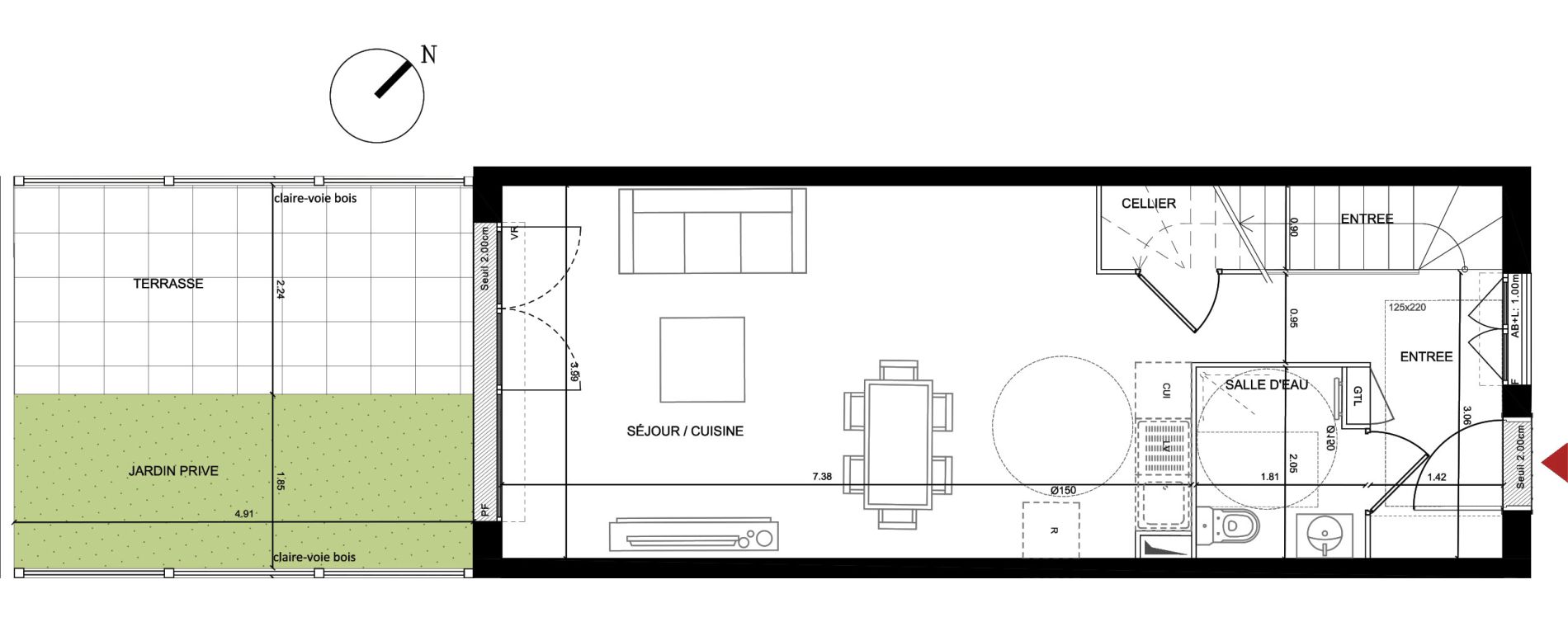 Duplex T3 de 76,97 m2 &agrave; Cluses La boquette