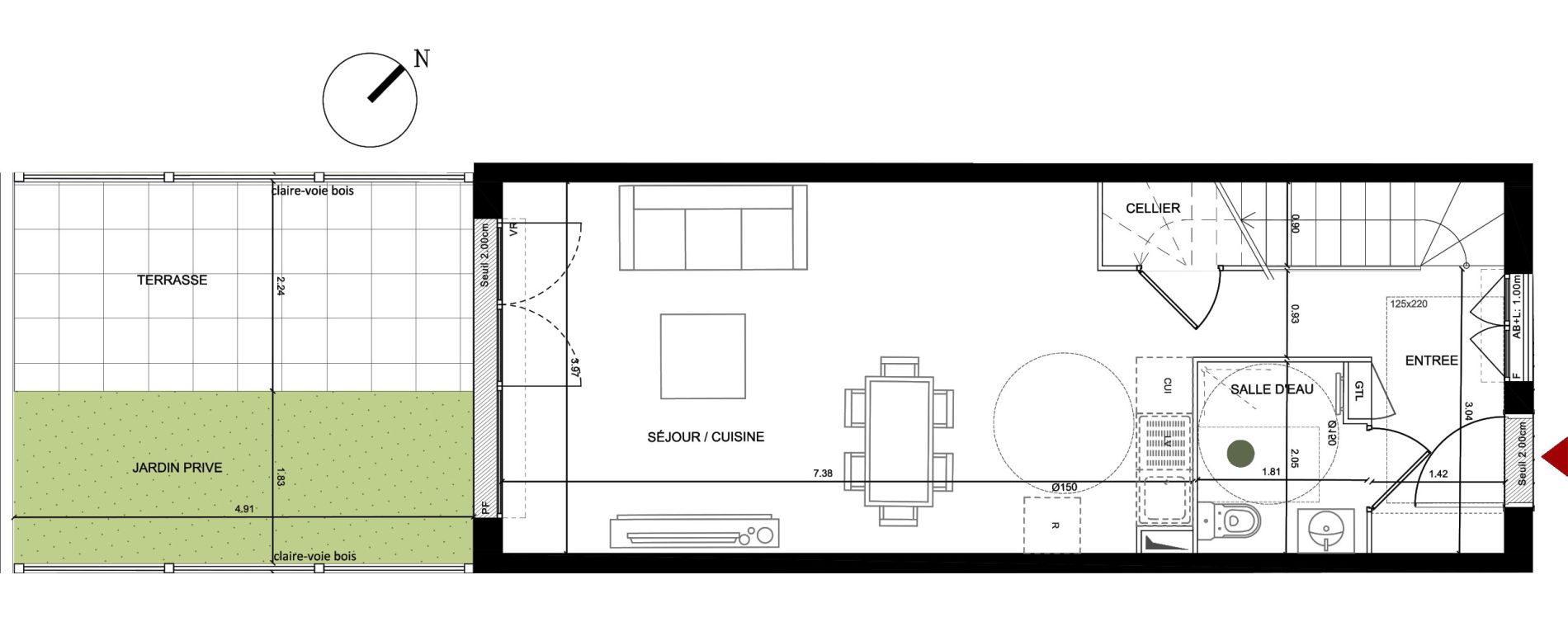 Duplex T3 de 76,97 m2 &agrave; Cluses La boquette