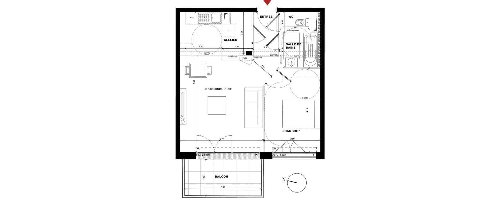 Appartement T2 de 46,79 m2 &agrave; Cluses La boquette