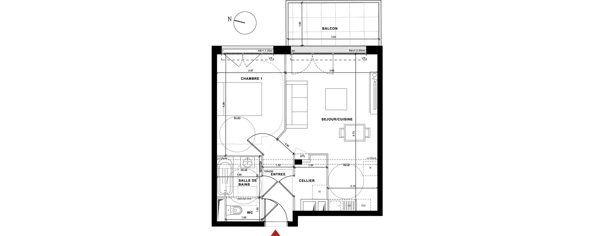 Appartement T2 de 45,38 m2 &agrave; Cluses La boquette