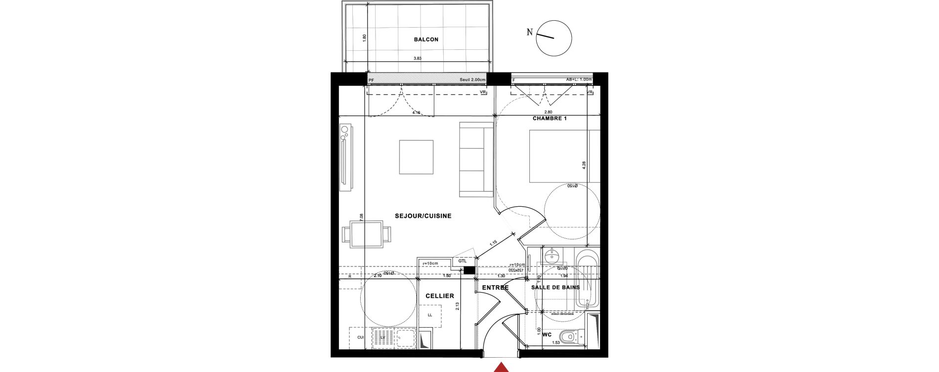 Appartement T2 de 47,69 m2 &agrave; Cluses La boquette