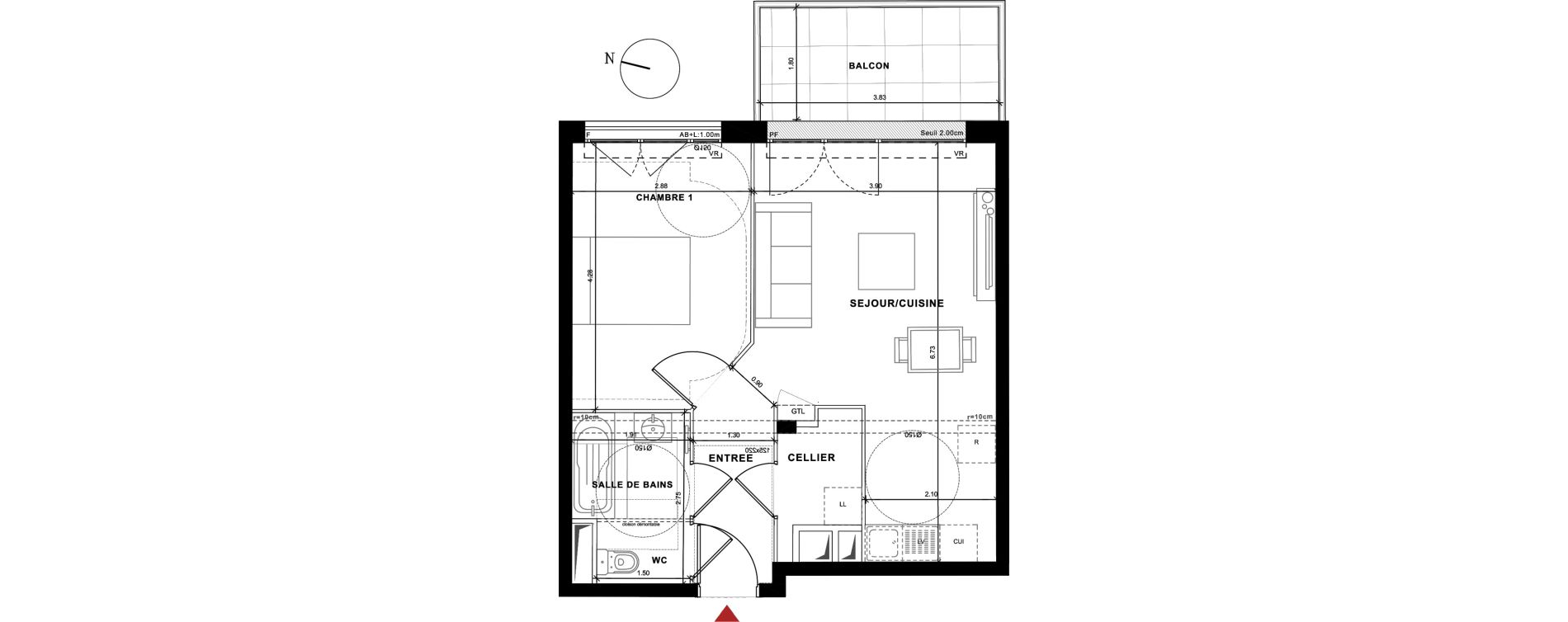 Appartement T2 de 45,38 m2 &agrave; Cluses La boquette