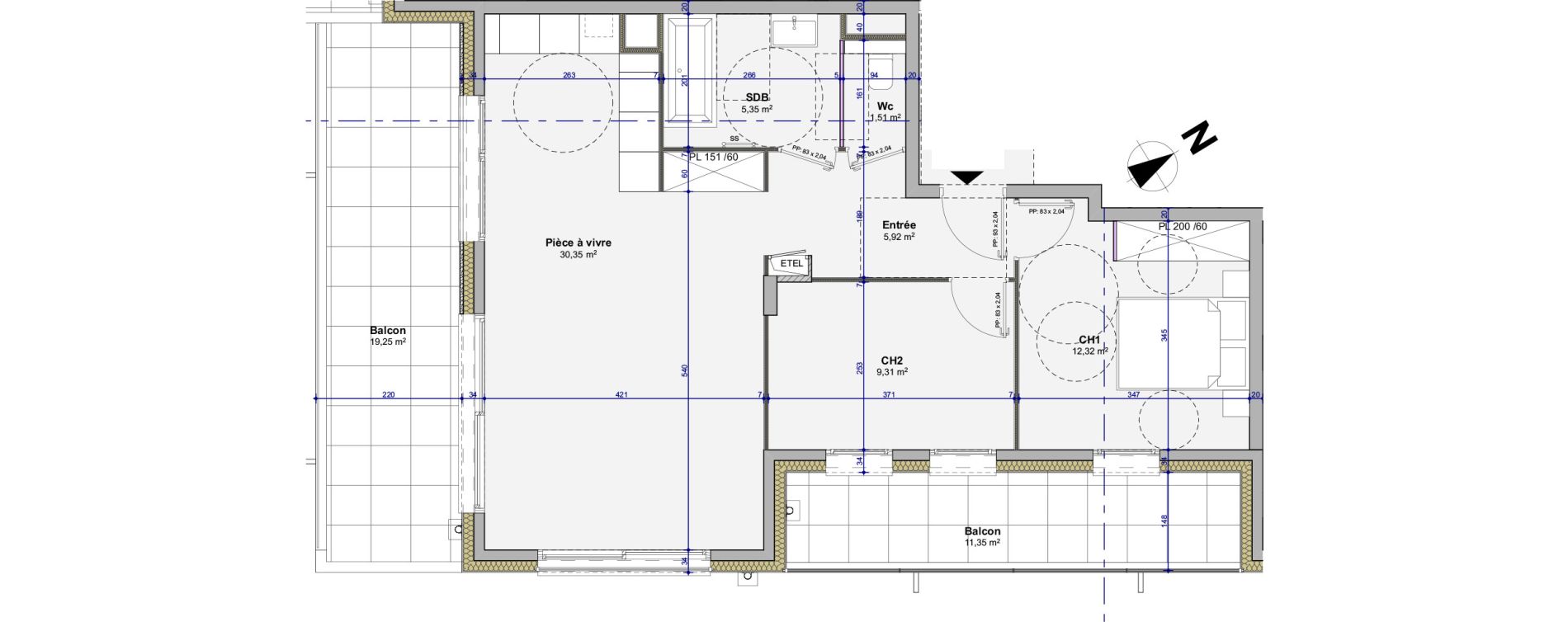 Appartement T3 de 64,76 m2 &agrave; Cluses Messy