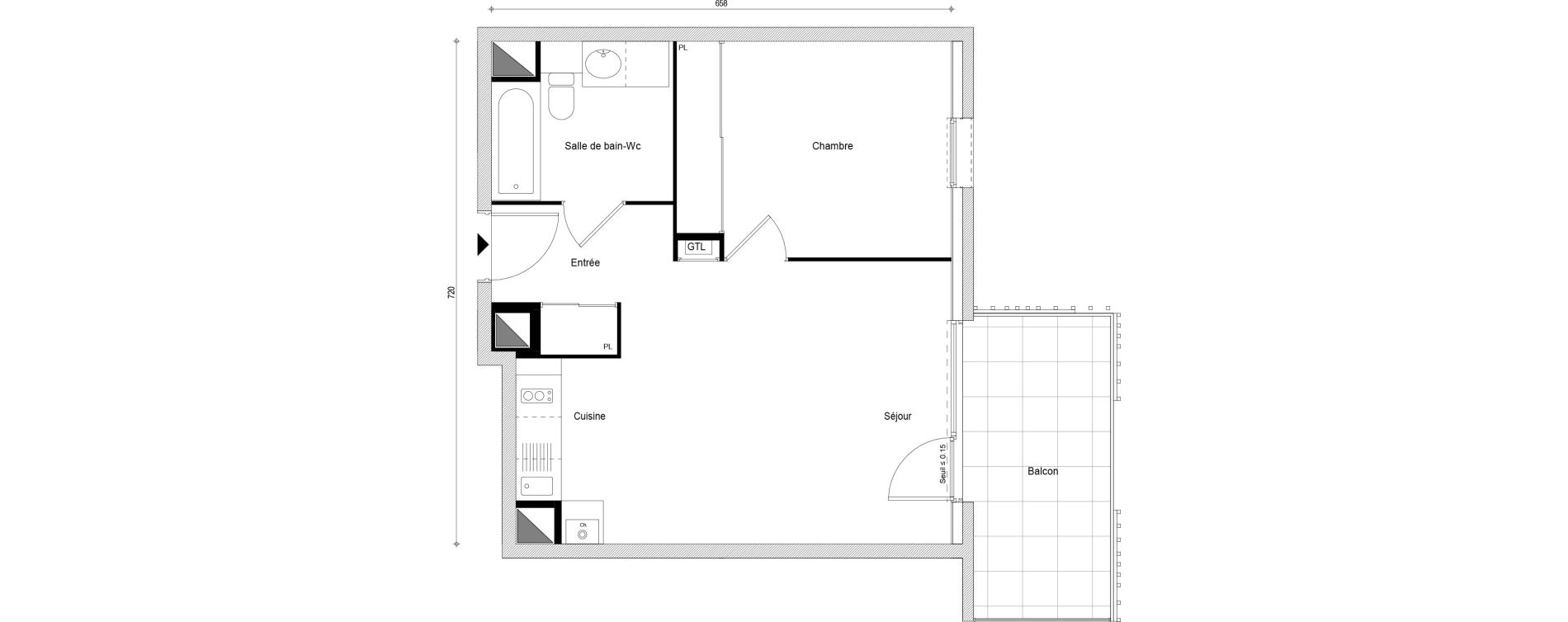 Appartement T2 de 44,26 m2 &agrave; Cluses Centre ville