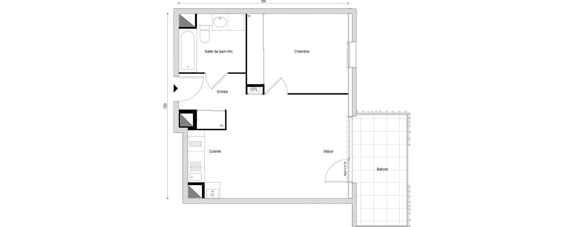 Appartement T2 de 44,26 m2 &agrave; Cluses Centre ville