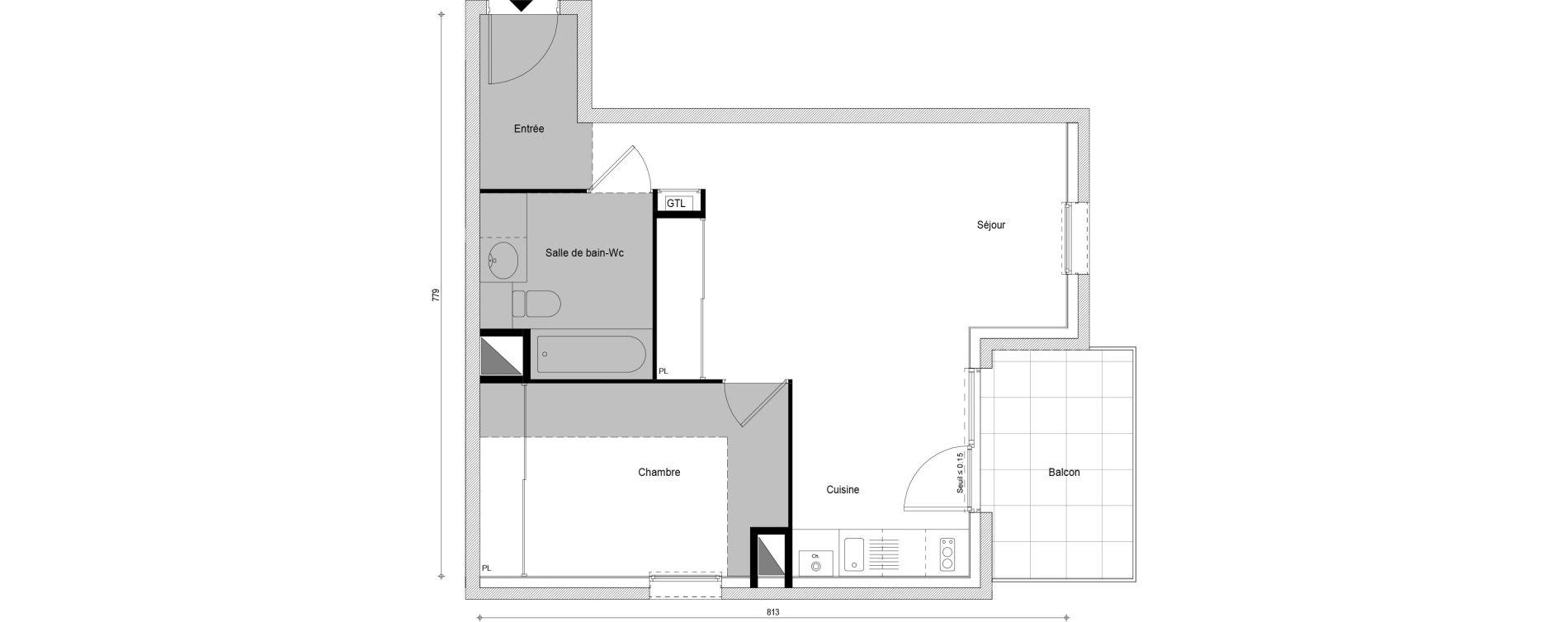 Appartement T2 de 46,77 m2 &agrave; Cluses Centre ville