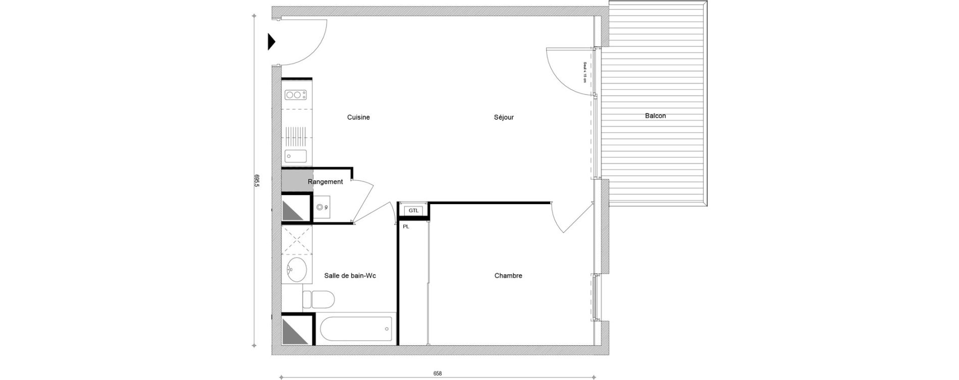 Appartement T2 de 43,96 m2 &agrave; Cluses Centre