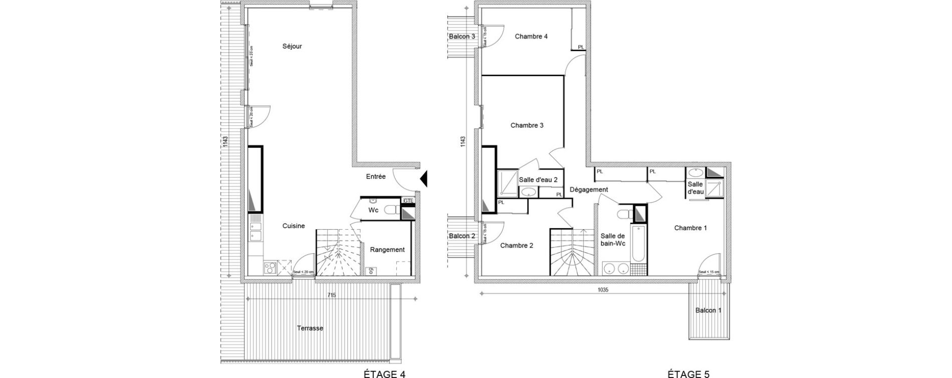 Duplex T5 de 126,25 m2 &agrave; Cluses Centre