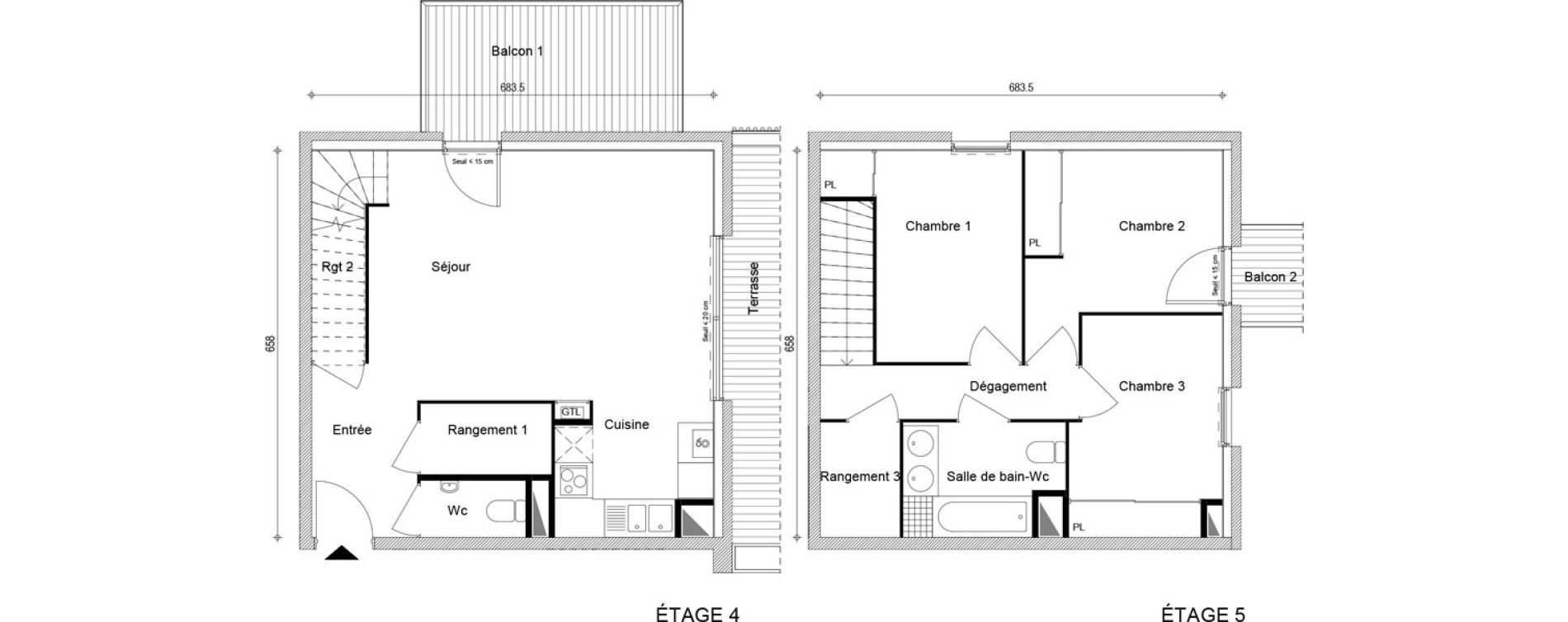Duplex T4 de 81,29 m2 &agrave; Cluses Centre