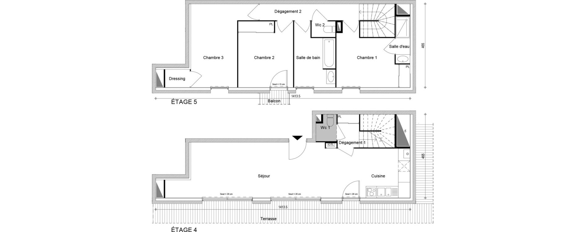 Duplex T4 de 93,68 m2 &agrave; Cluses Centre