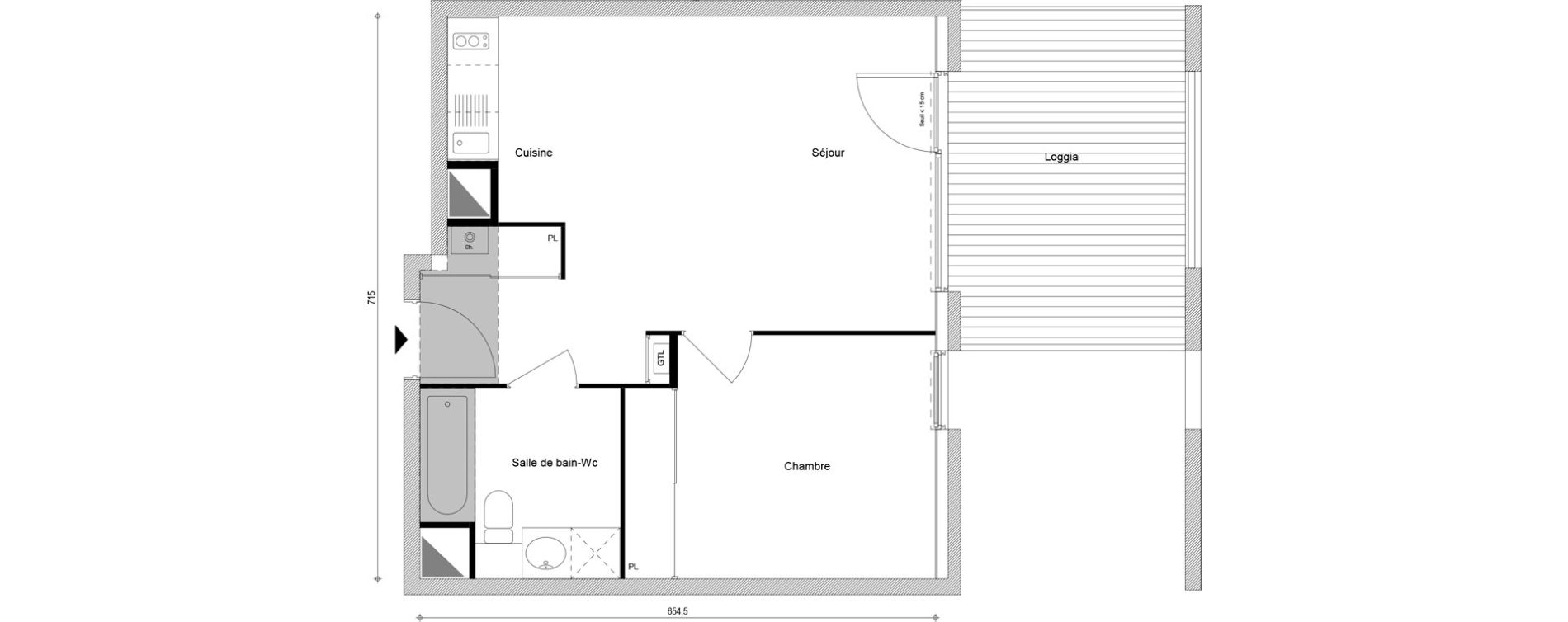 Appartement T2 de 43,83 m2 &agrave; Cluses Centre