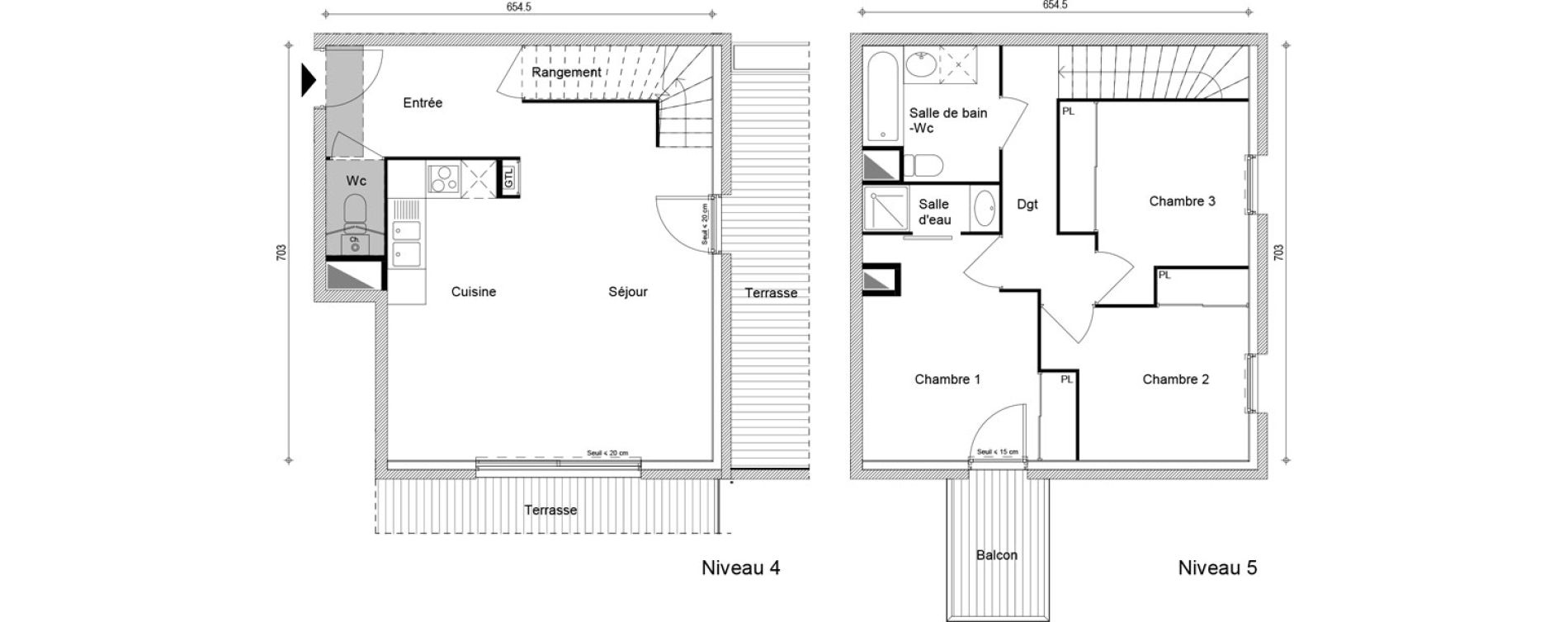 Duplex T4 de 80,20 m2 &agrave; Cluses Centre