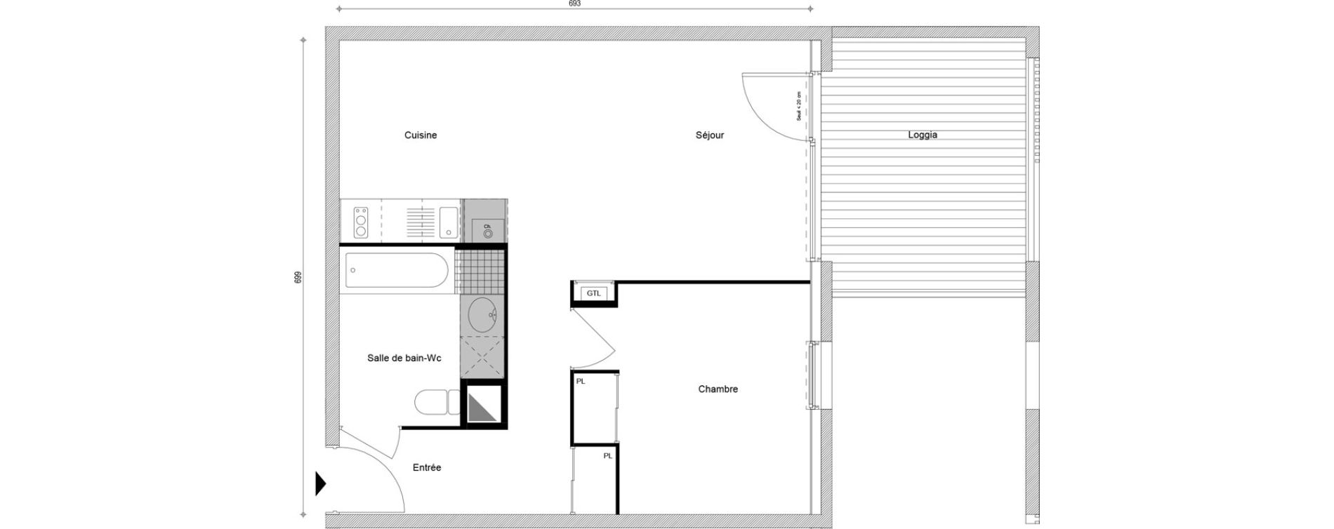 Appartement T2 de 46,93 m2 &agrave; Cluses Centre