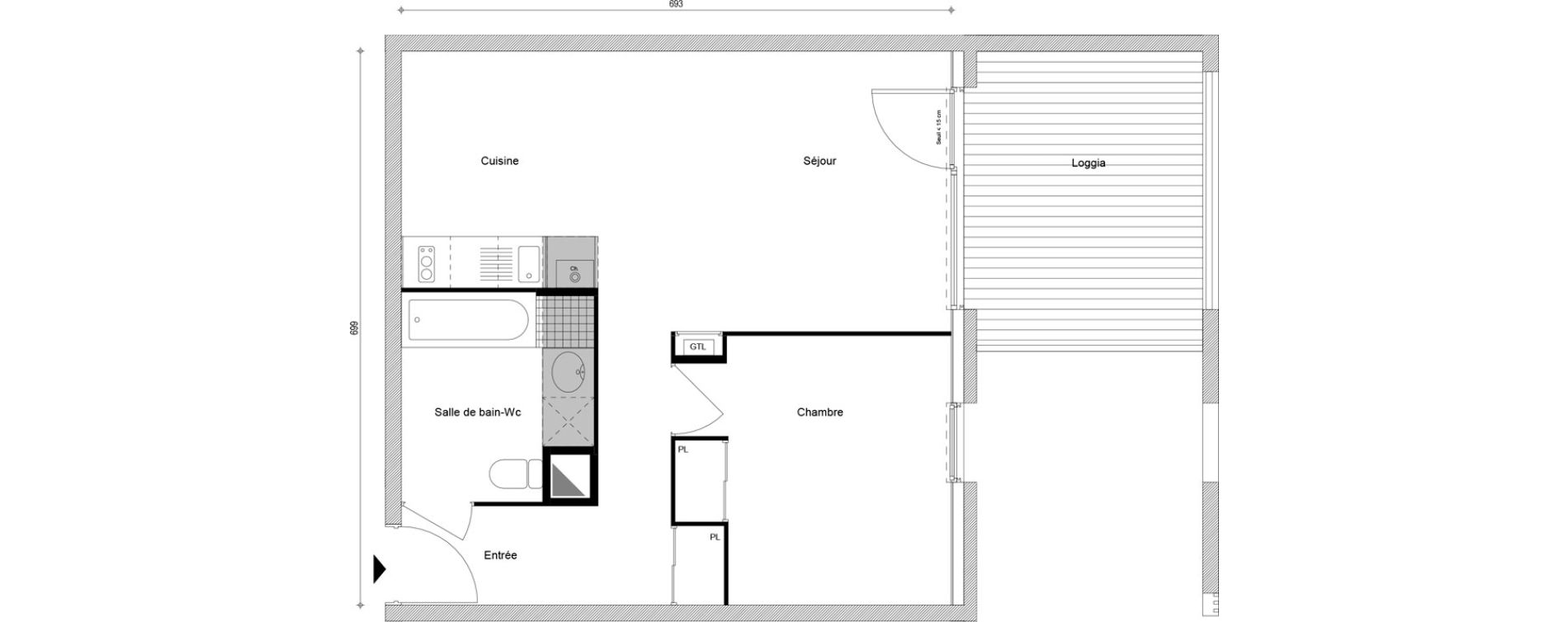 Appartement T2 de 46,93 m2 &agrave; Cluses Centre