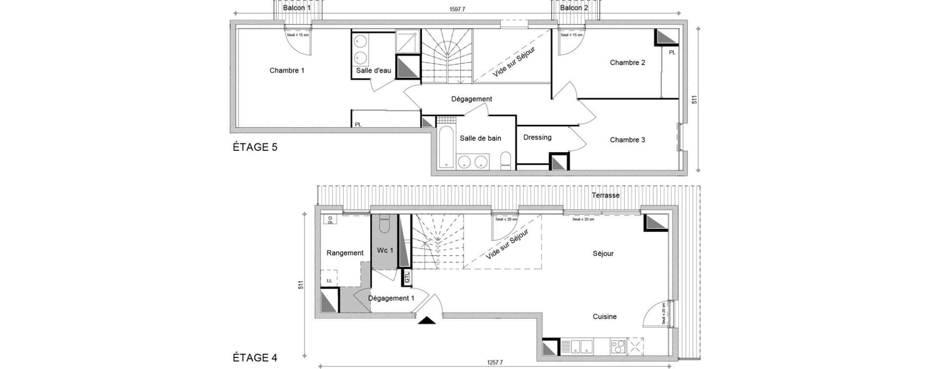 Duplex T4 de 103,05 m2 &agrave; Cluses Centre