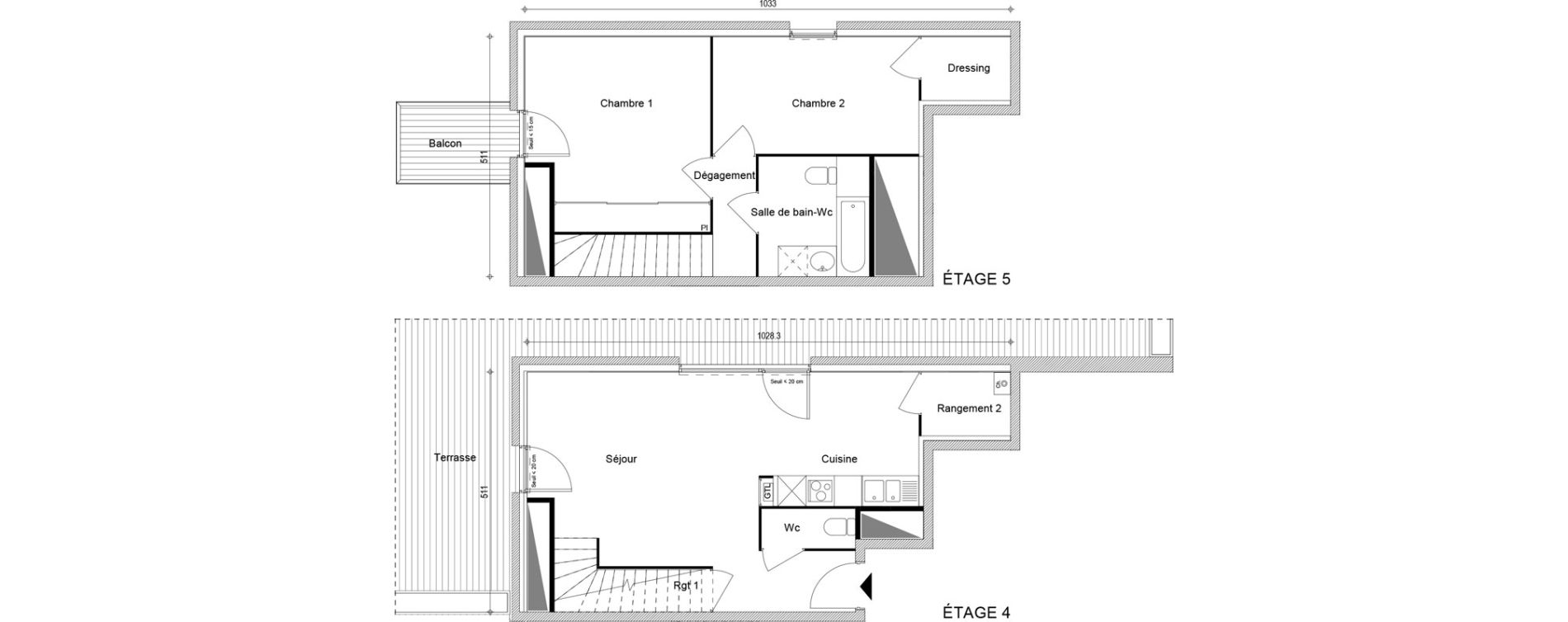 Duplex T3 de 74,74 m2 &agrave; Cluses Centre