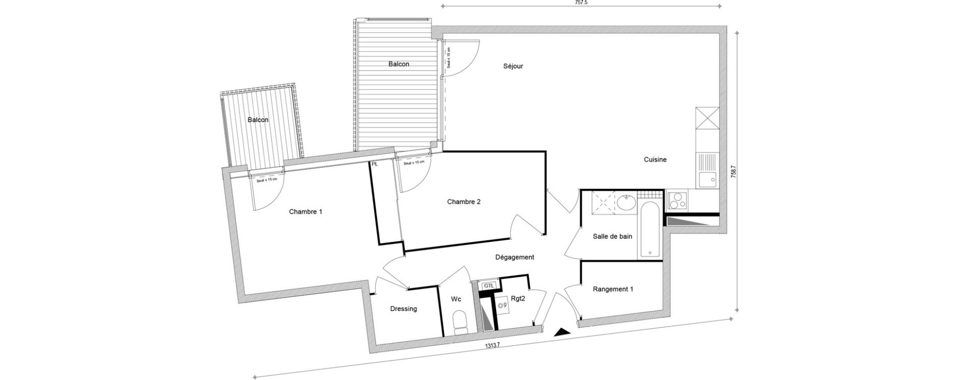 Appartement T3 de 74,98 m2 &agrave; Cluses Centre