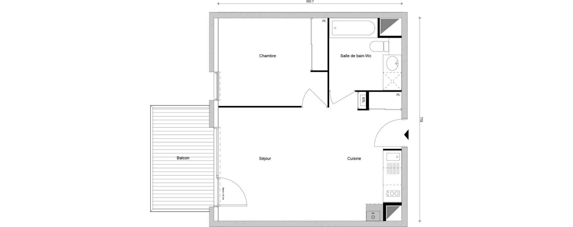 Appartement T2 de 44,21 m2 &agrave; Cluses Centre