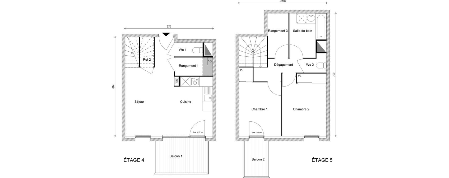 Duplex T3 de 69,29 m2 &agrave; Cluses Centre