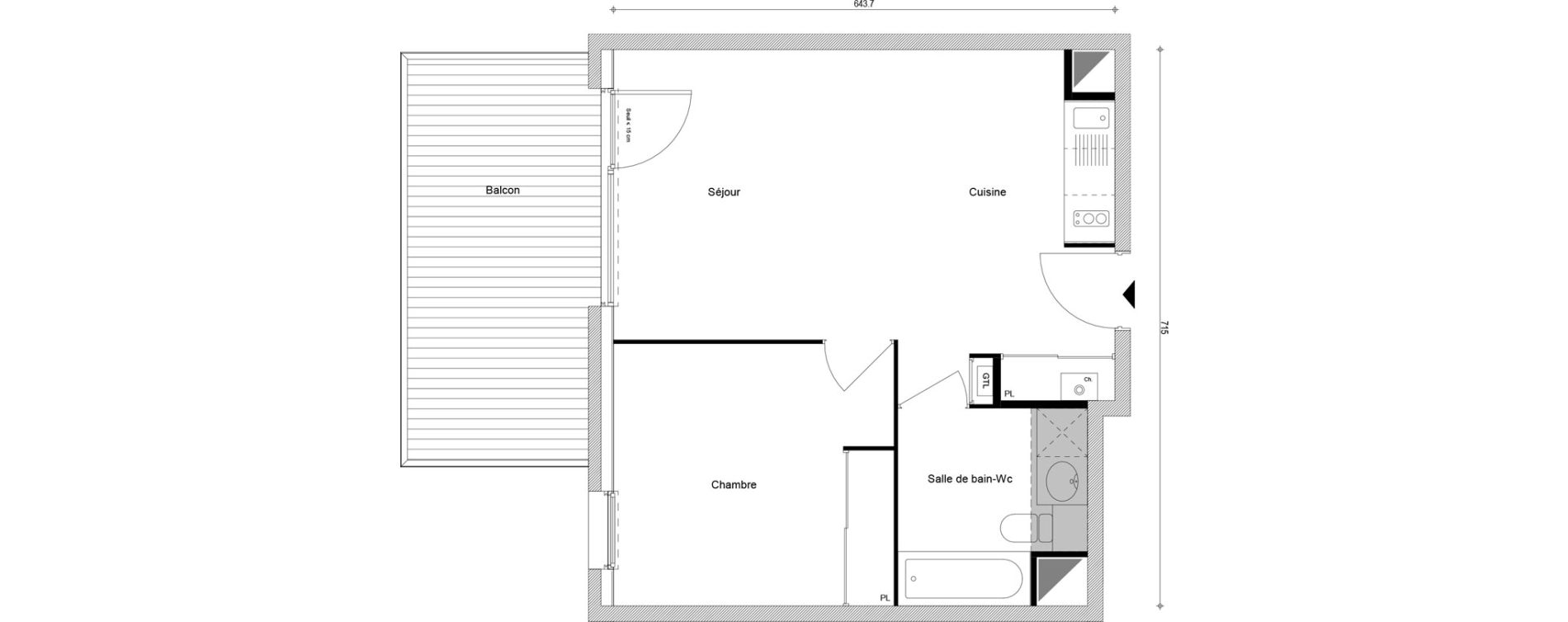 Appartement T2 de 43,32 m2 &agrave; Cluses Centre