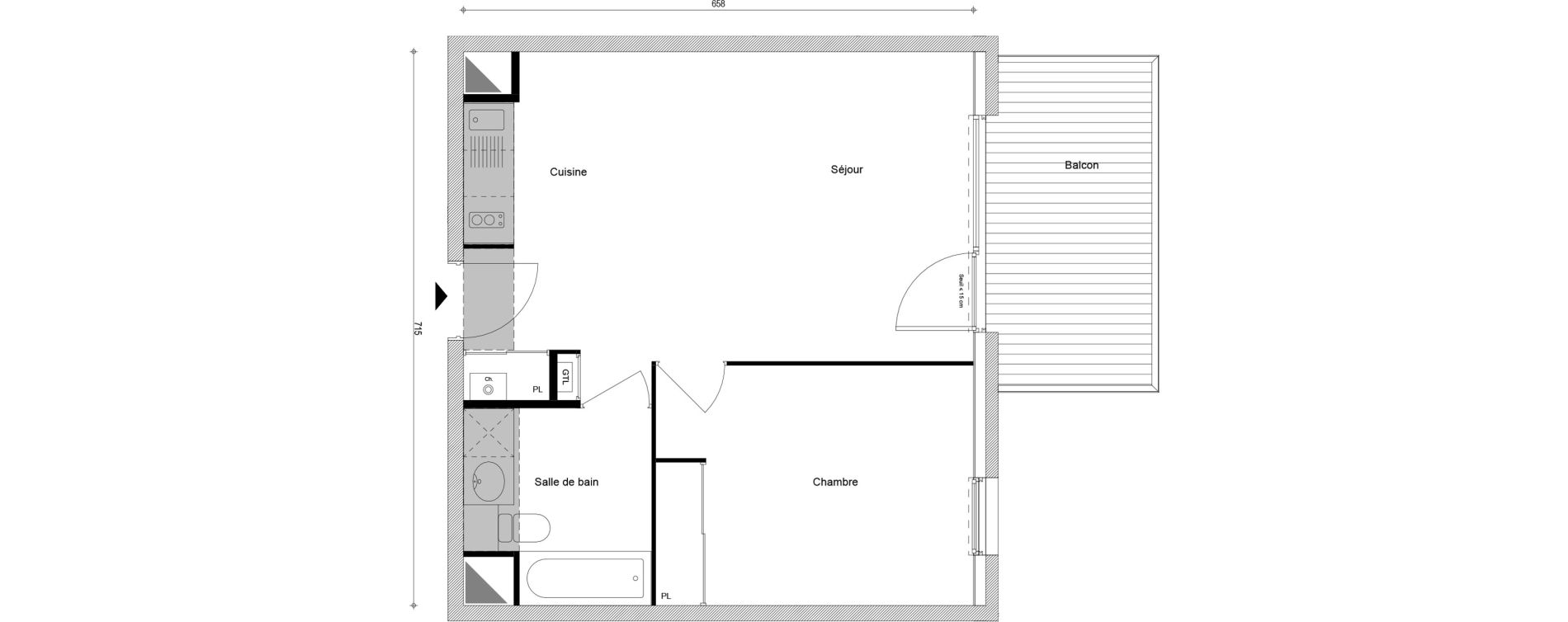 Appartement T2 de 45,19 m2 &agrave; Cluses Centre