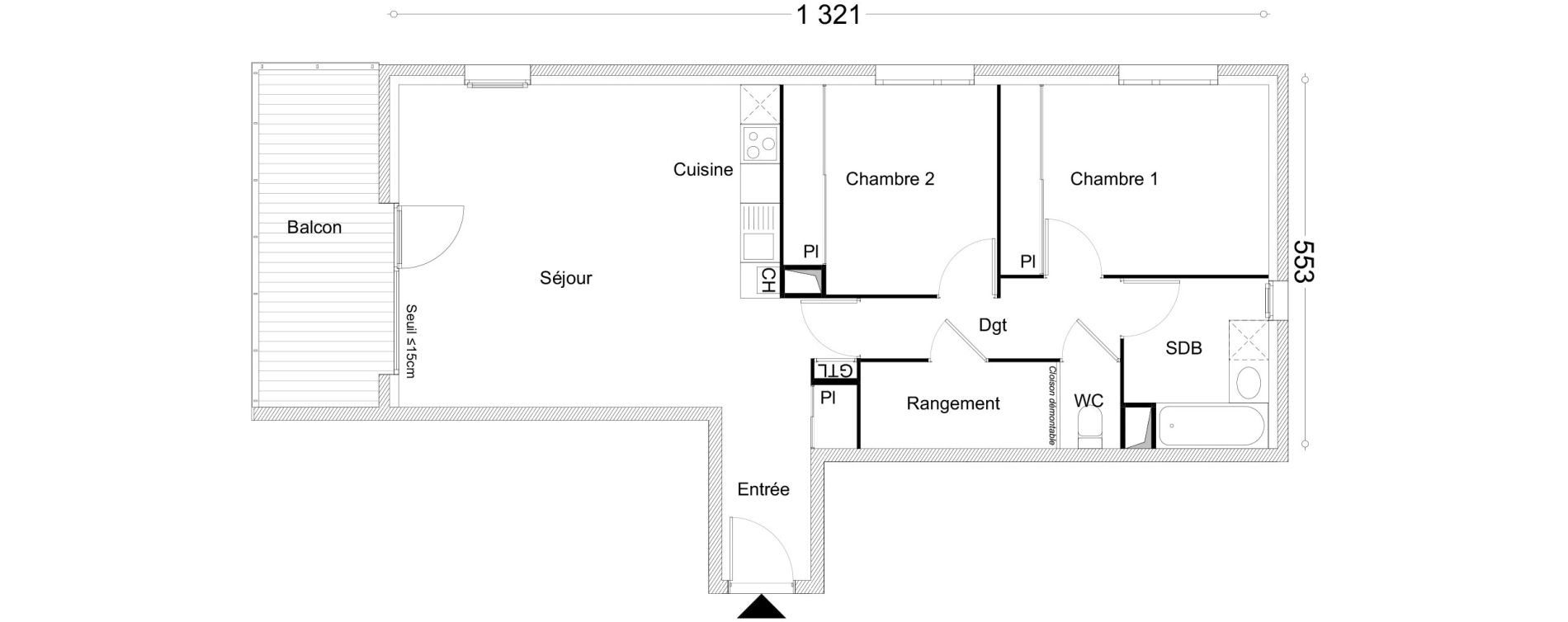 Appartement T3 de 70,55 m2 &agrave; Cluses Centre