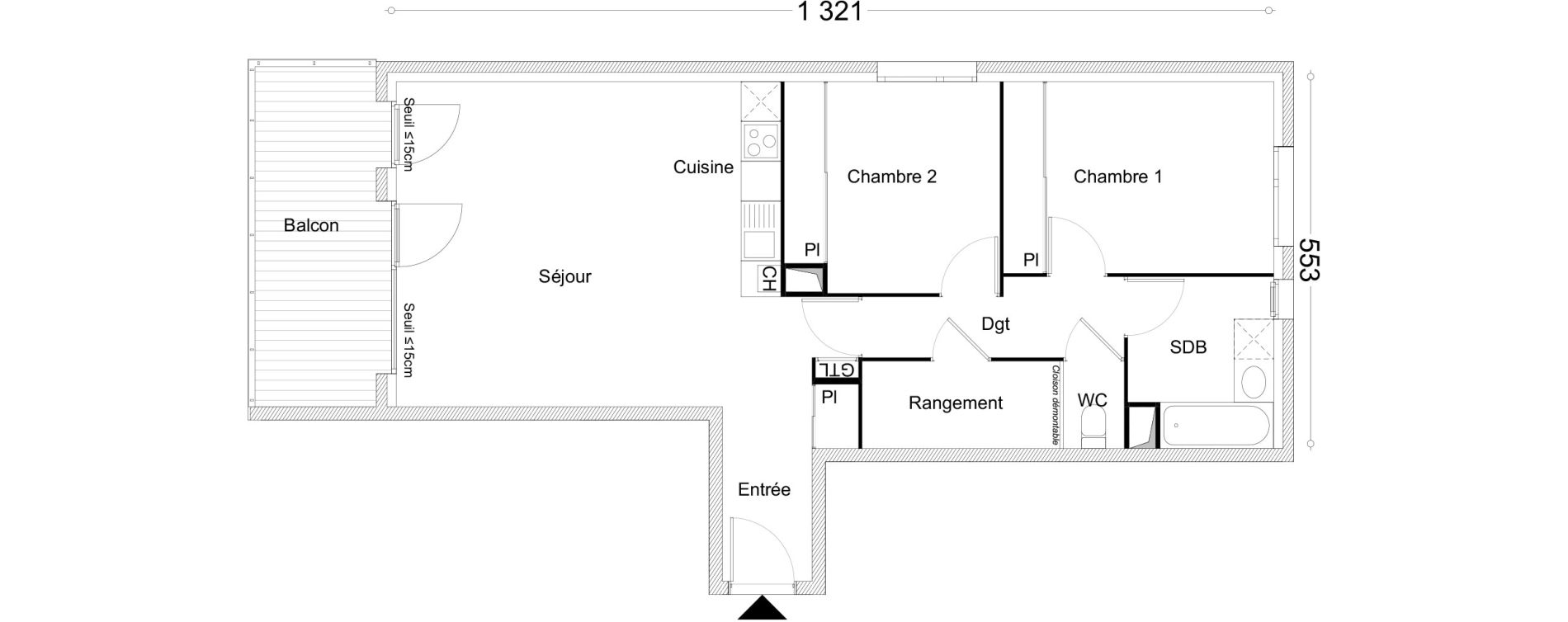 Appartement T3 de 70,55 m2 &agrave; Cluses Centre