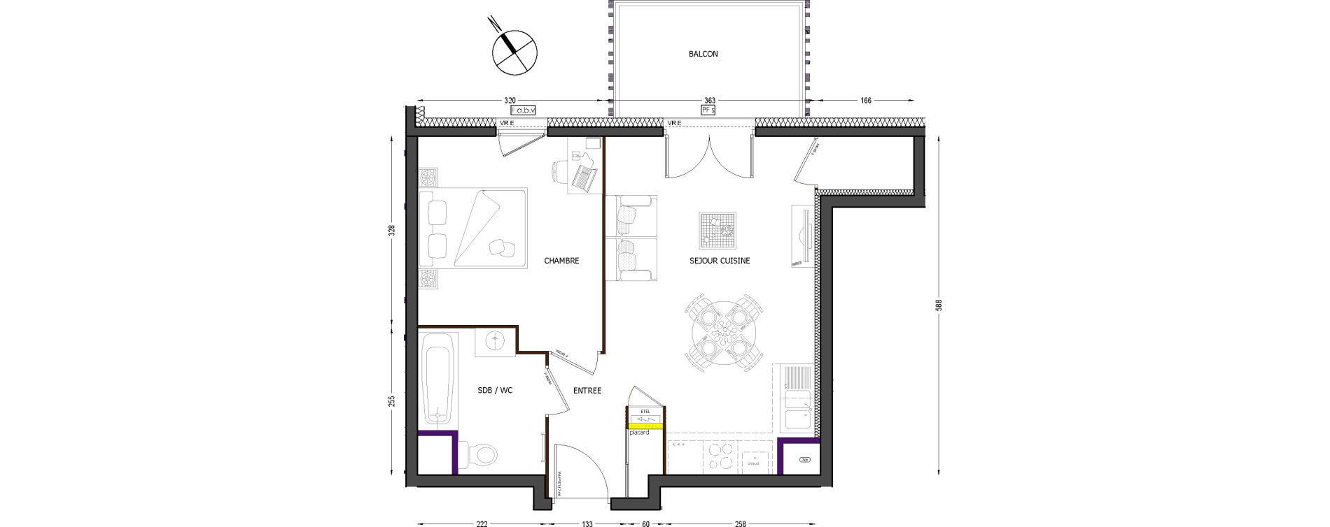 Appartement T2 de 40,89 m2 &agrave; Cluses Centre