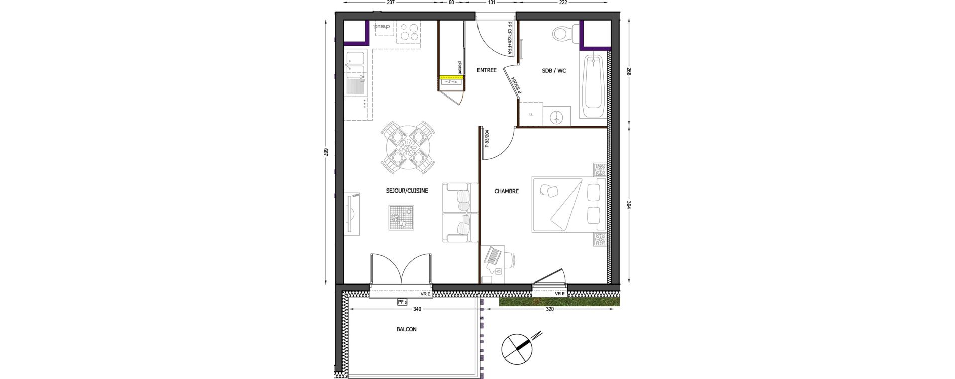 Appartement T2 de 42,47 m2 &agrave; Cluses Centre