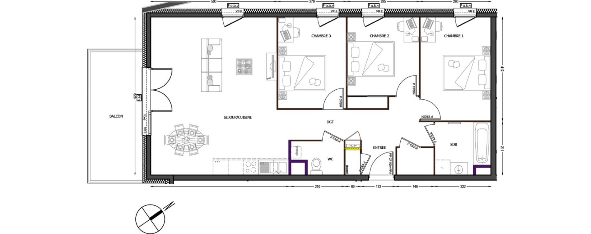 Appartement T4 de 82,16 m2 &agrave; Cluses Centre