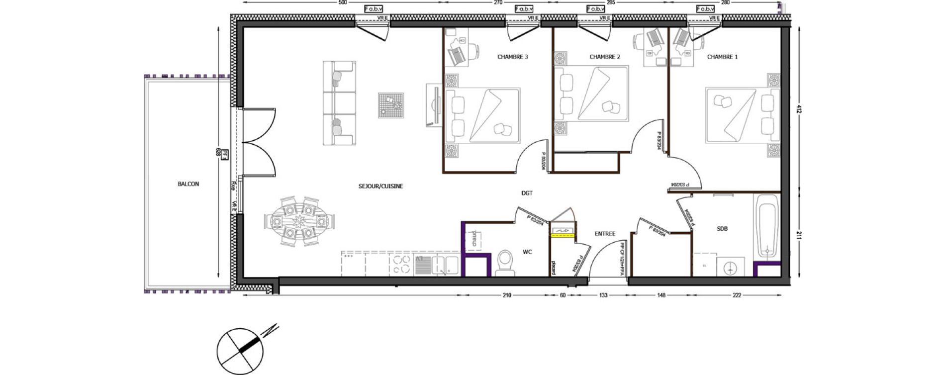 Appartement T4 de 82,16 m2 &agrave; Cluses Centre
