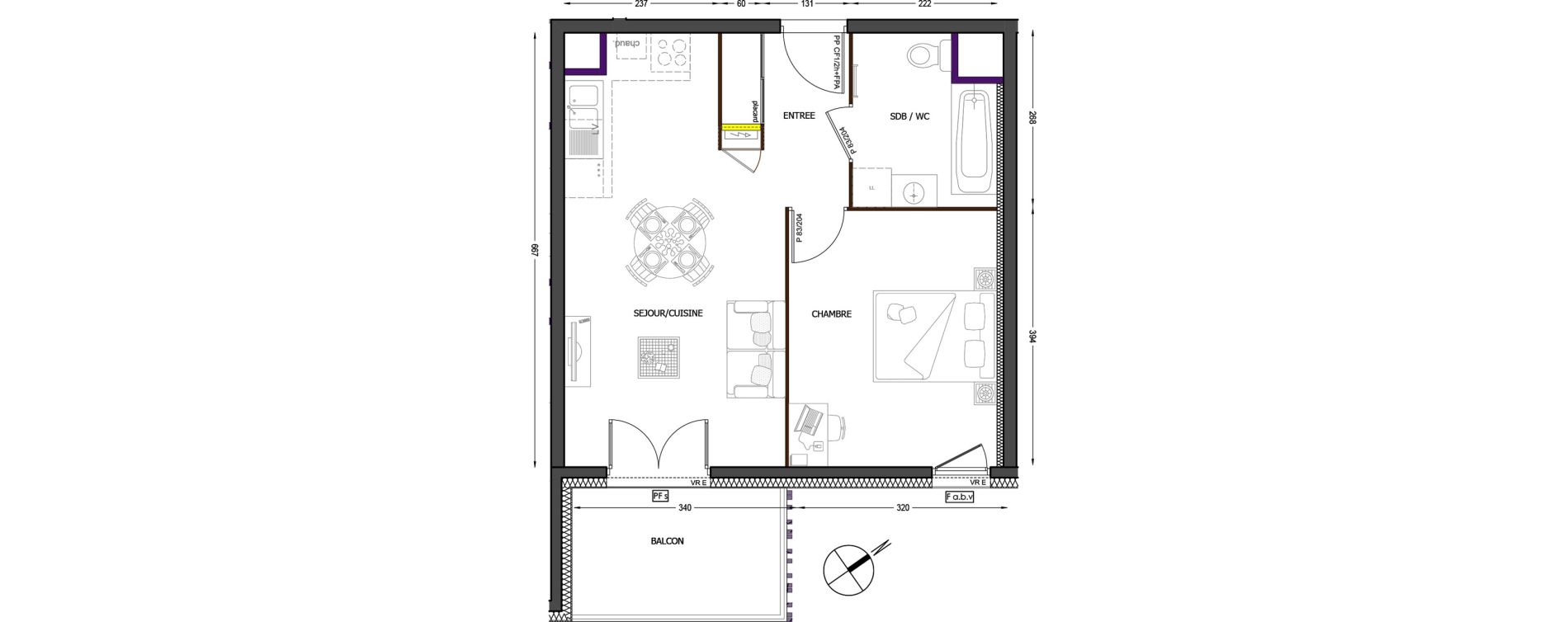 Appartement T2 de 42,47 m2 &agrave; Cluses Centre