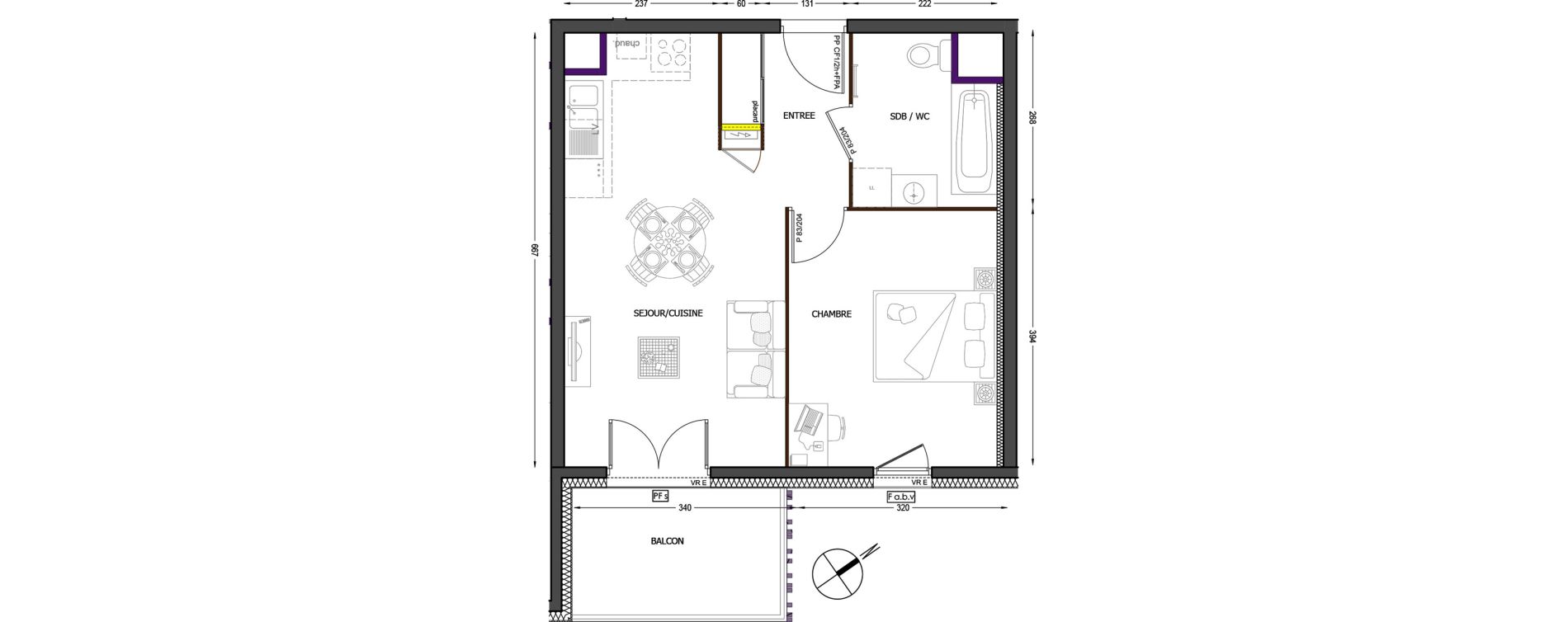 Appartement T2 de 42,47 m2 &agrave; Cluses Centre