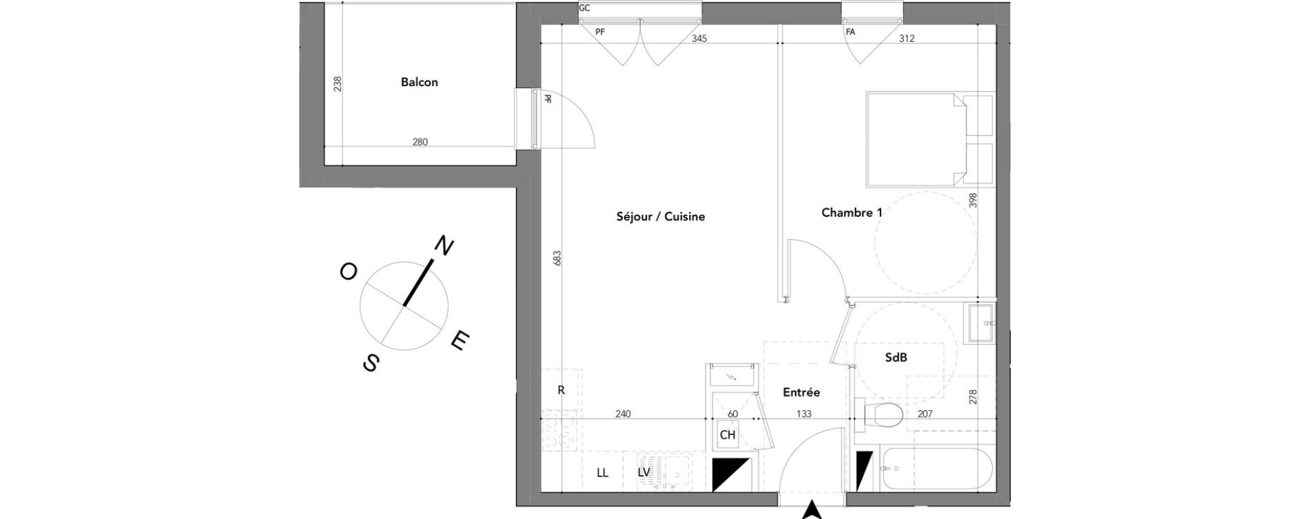 Appartement T2 de 43,53 m2 &agrave; Cluses La serdagne est