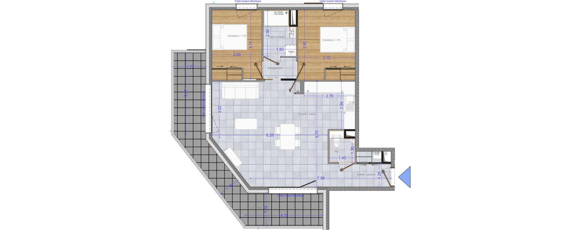 Appartement T3 de 72,44 m2 &agrave; Cluses Centre