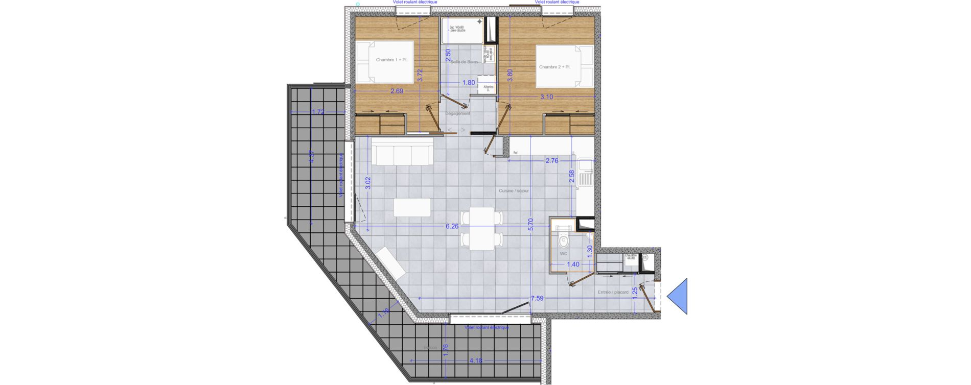 Appartement T3 de 72,44 m2 &agrave; Cluses Centre