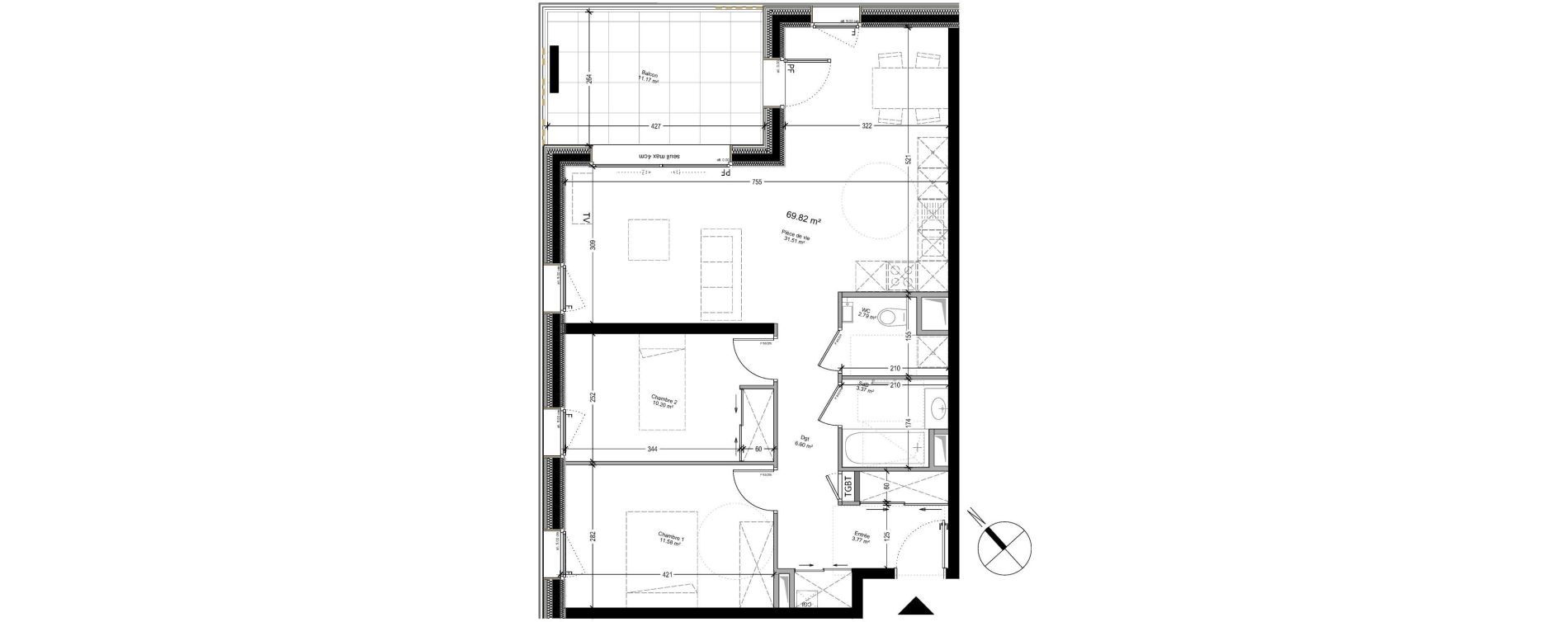 Appartement T3 de 69,82 m2 &agrave; Collonges-Sous-Sal&egrave;ve Centre