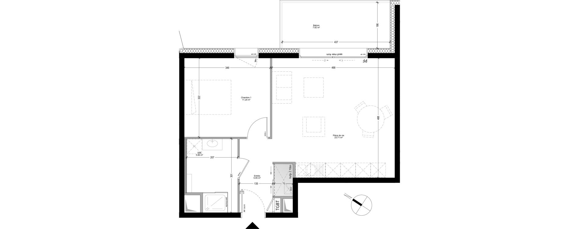 Appartement T2 de 45,66 m2 &agrave; Collonges-Sous-Sal&egrave;ve Centre