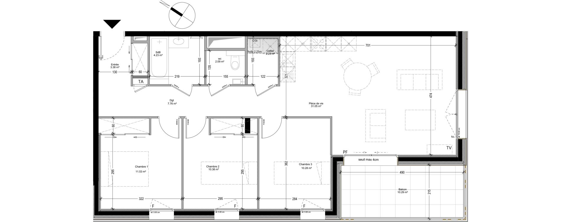 Appartement T4 de 82,93 m2 &agrave; Collonges-Sous-Sal&egrave;ve Centre