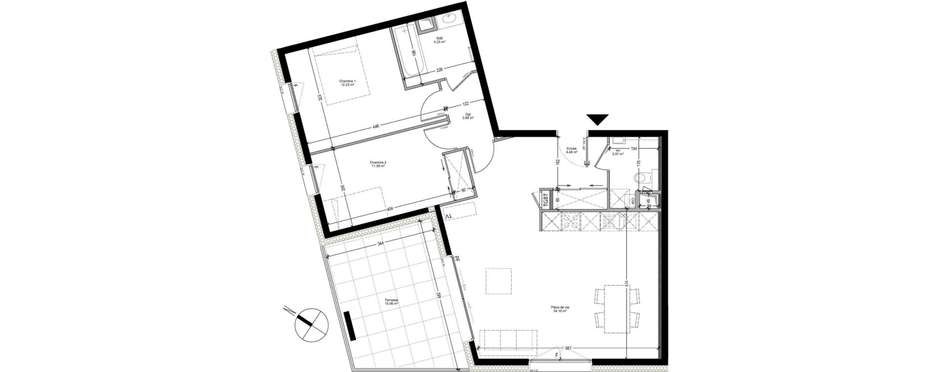 Appartement T3 de 72,17 m2 &agrave; Collonges-Sous-Sal&egrave;ve Centre