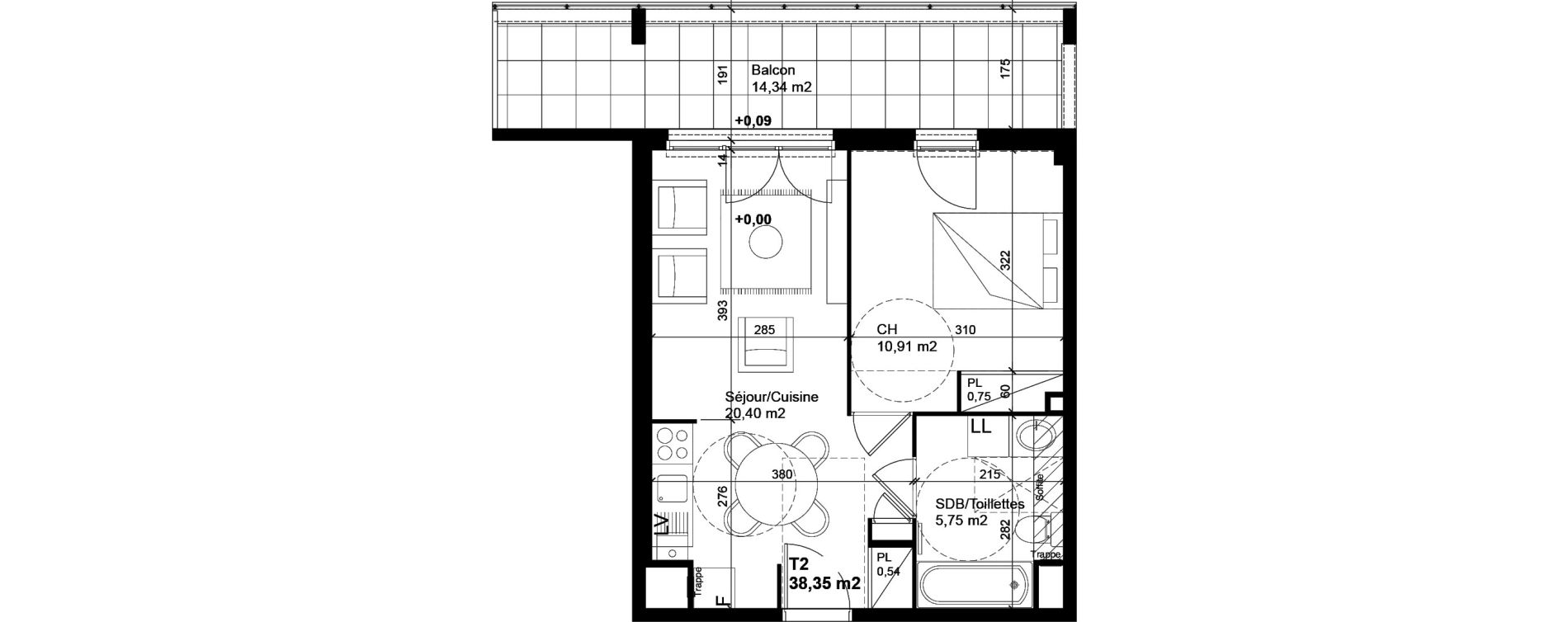 Appartement T2 de 38,35 m2 &agrave; Collonges-Sous-Sal&egrave;ve Centre